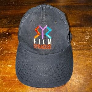 Rare Vtg Syracuse Hat Embroidered “SYR” FILM SYRACUSE Black Adjustable Hat Cap